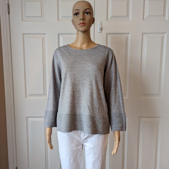 Bartolini Grey Wool Blend Sweater with Ribbed Detail Size XL Made in Italy - Picture 2 of 8